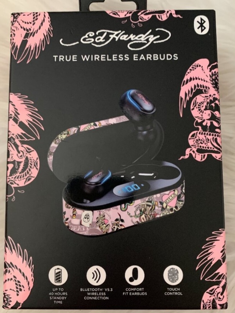 ED HARDY- Pink True Wireless Bluetooth Earbuds